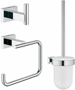 GROHE Набор аксессуаров 3 предмета: Ершик, держатель бумаги, крючок Essentials Cube 40757001 хром GROHE-40757001