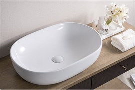 BELBAGNO Раковина накладная керамическая BB1084, овальная, 595х415х140, цвет белый BB1084