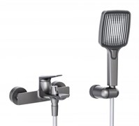 CEZARES Liner Смеситель для ванны и душа однорычажный  в комплекте с ручным душем, шлангом и держателем, исполнение оружейная сталь LINER-VD-GM